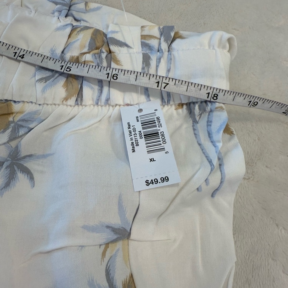 Banana Republic Factory tropical pajama Pants White & Blue Palm Tree Print SZ XL - Picture 12 of 14